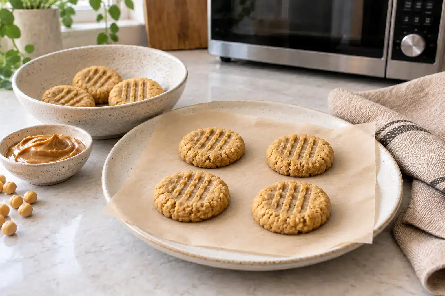 Paso 3 de galletas de harina de garbanzo y cacahuete al microondas sin gluten