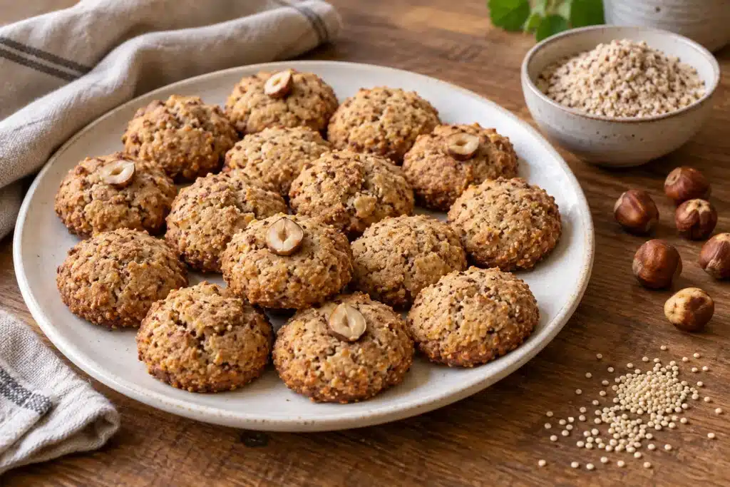 Galletas de quinoa y avellanas sin gluten terminadas