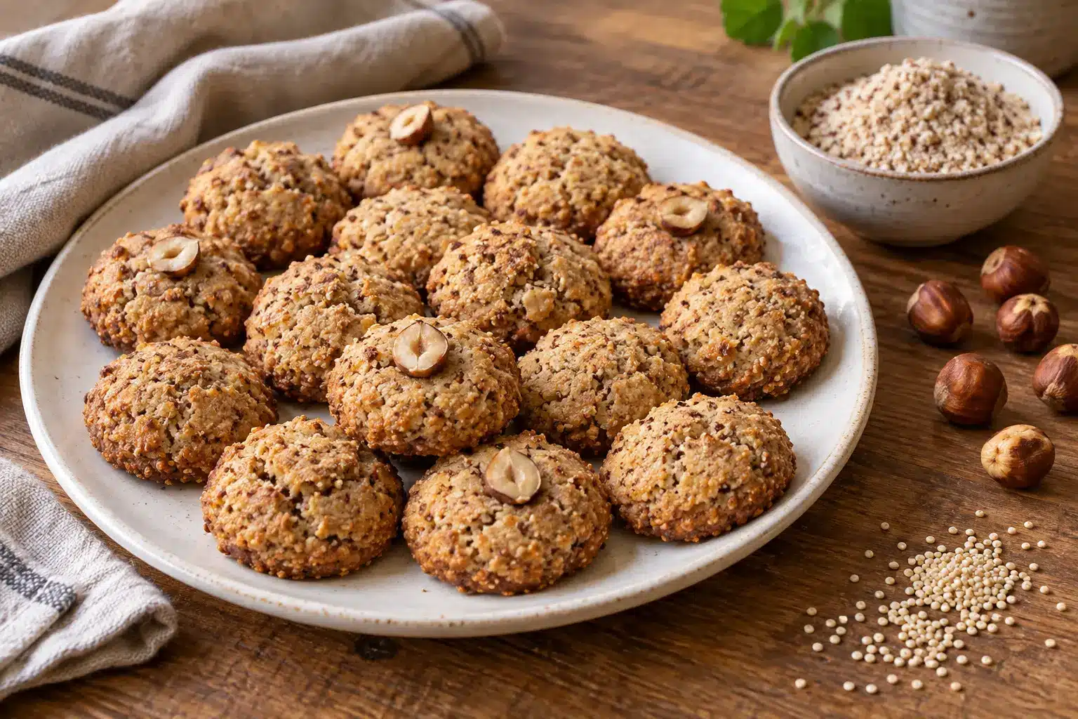 Galletas de quinoa y avellanas sin gluten terminadas