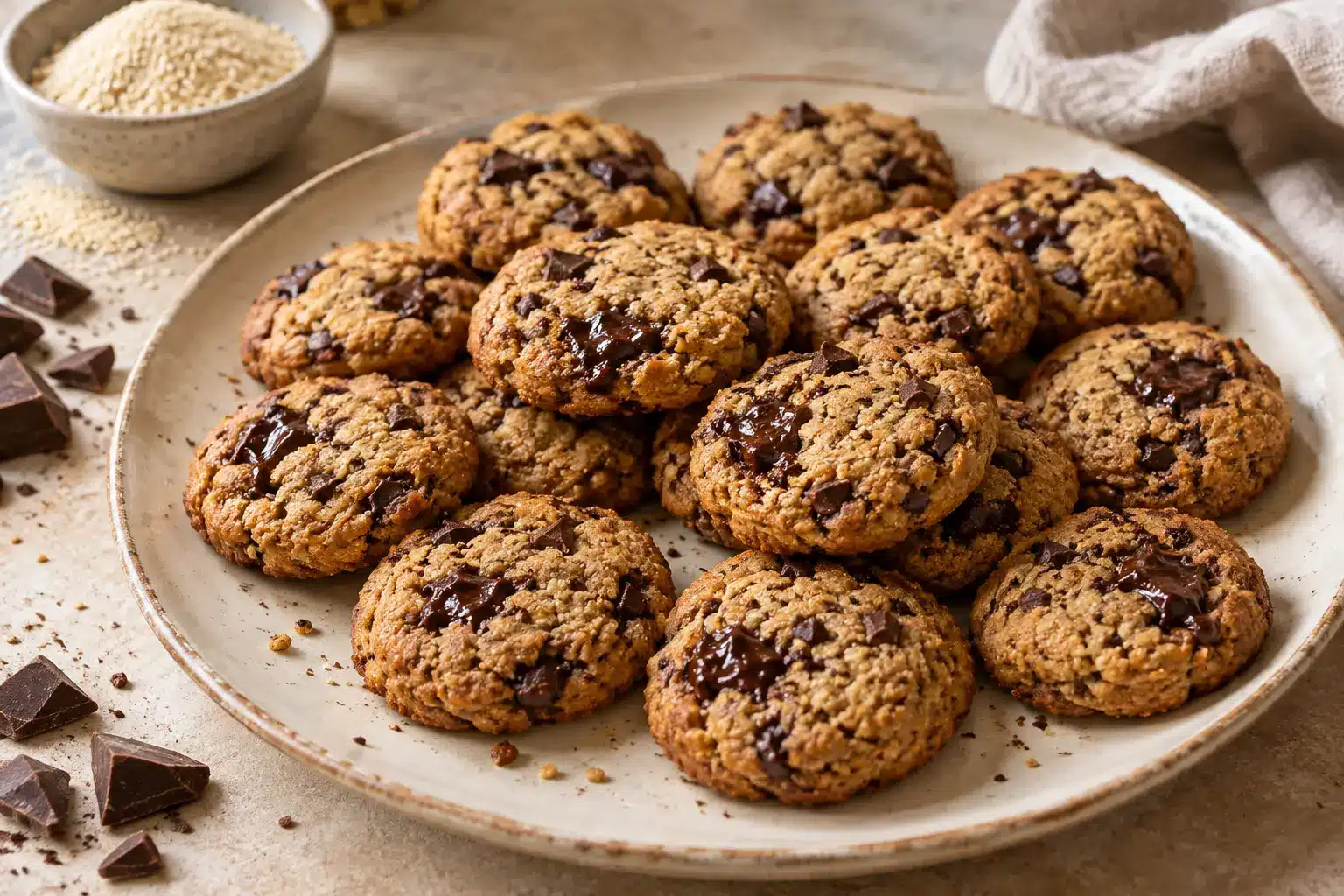 Galletas de quinoa con chocolate negro sin gluten terminadas