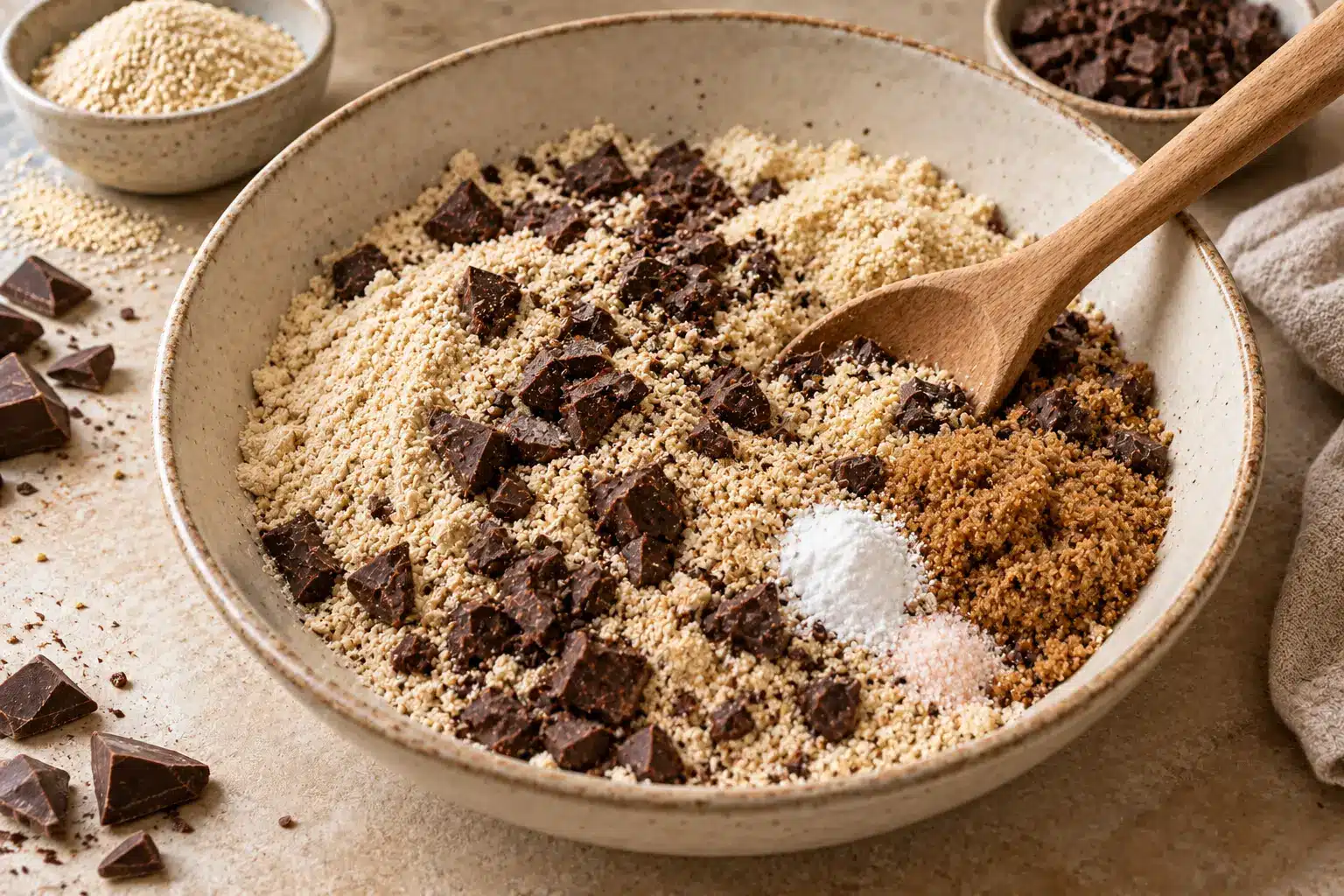 Paso 1 de las galletas de quinoa con chocolate negro sin gluten