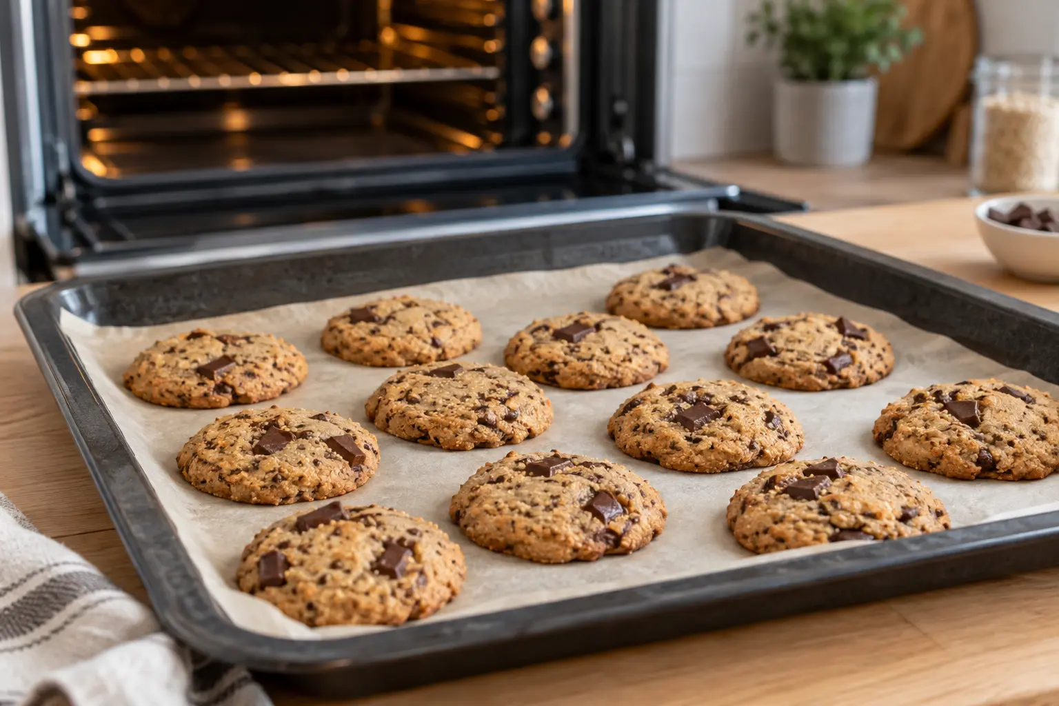 Paso 4: hornear y dejar enfriar las galletas de quinoa con chocolate negro