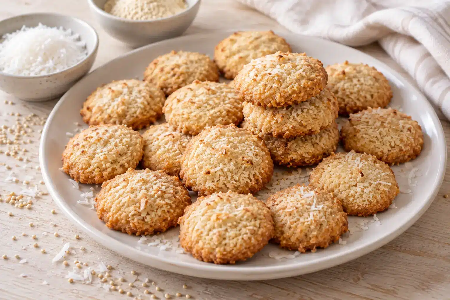 Galletas de quinoa y coco sin gluten terminadas