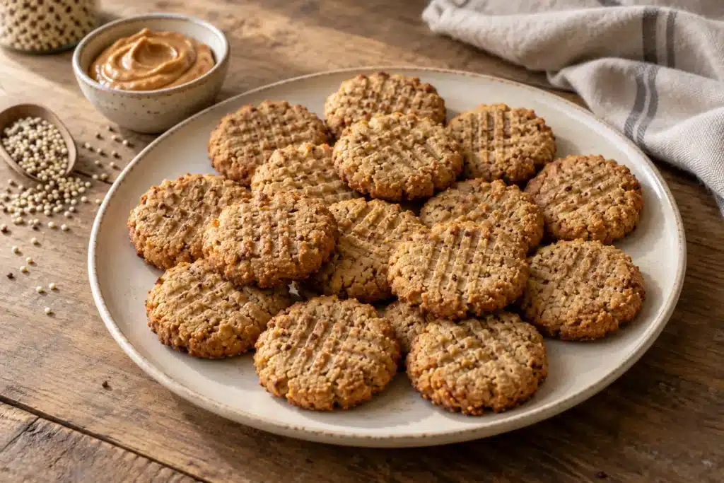 Galletas de quinoa con crema de cacahuete sin gluten terminadas