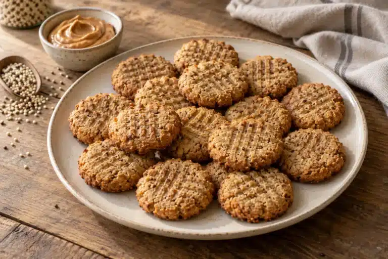 Galletas de quinoa con crema de cacahuete sin gluten terminadas