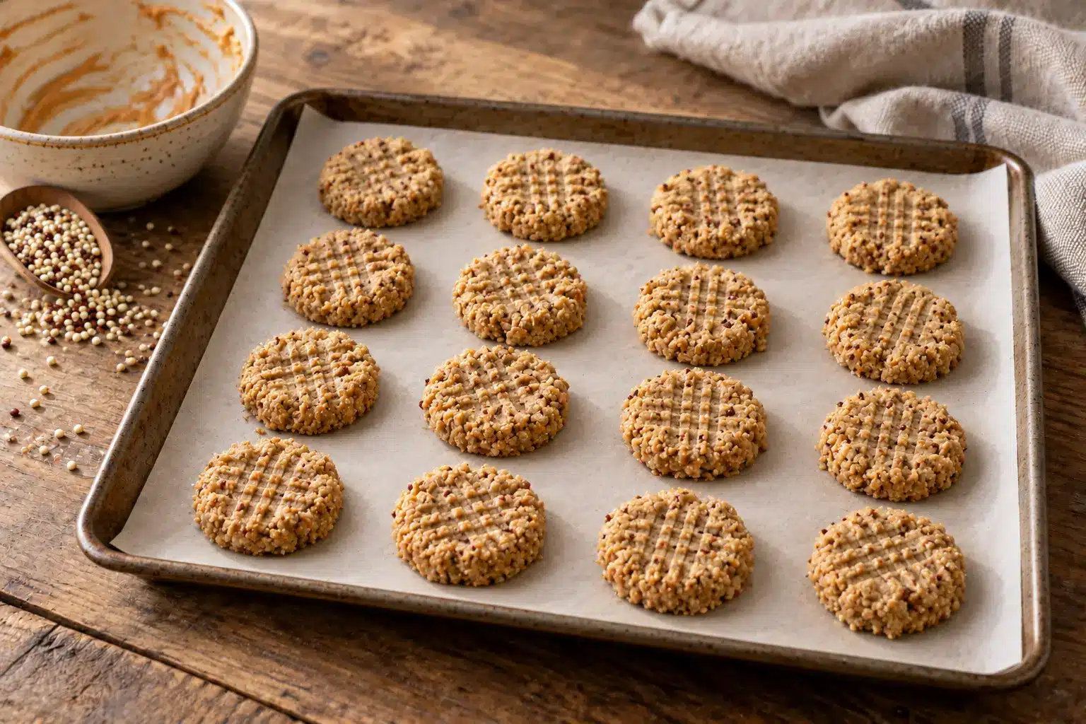 Paso 3 de galletas de quinoa con crema de cacahuete sin gluten