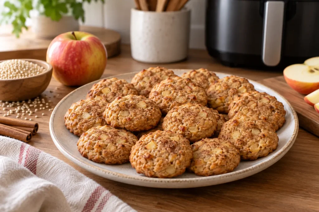 Galletas de quinoa y manzana en airfryer sin gluten terminadas