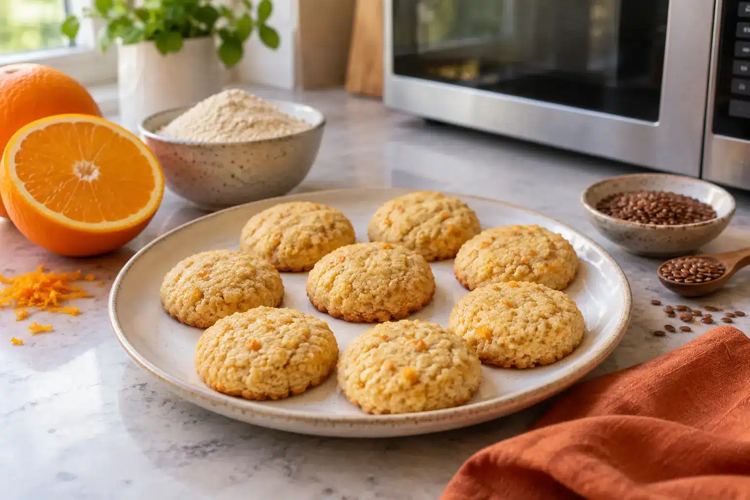 Galletas de quinoa y naranja al microondas sin gluten terminadas
