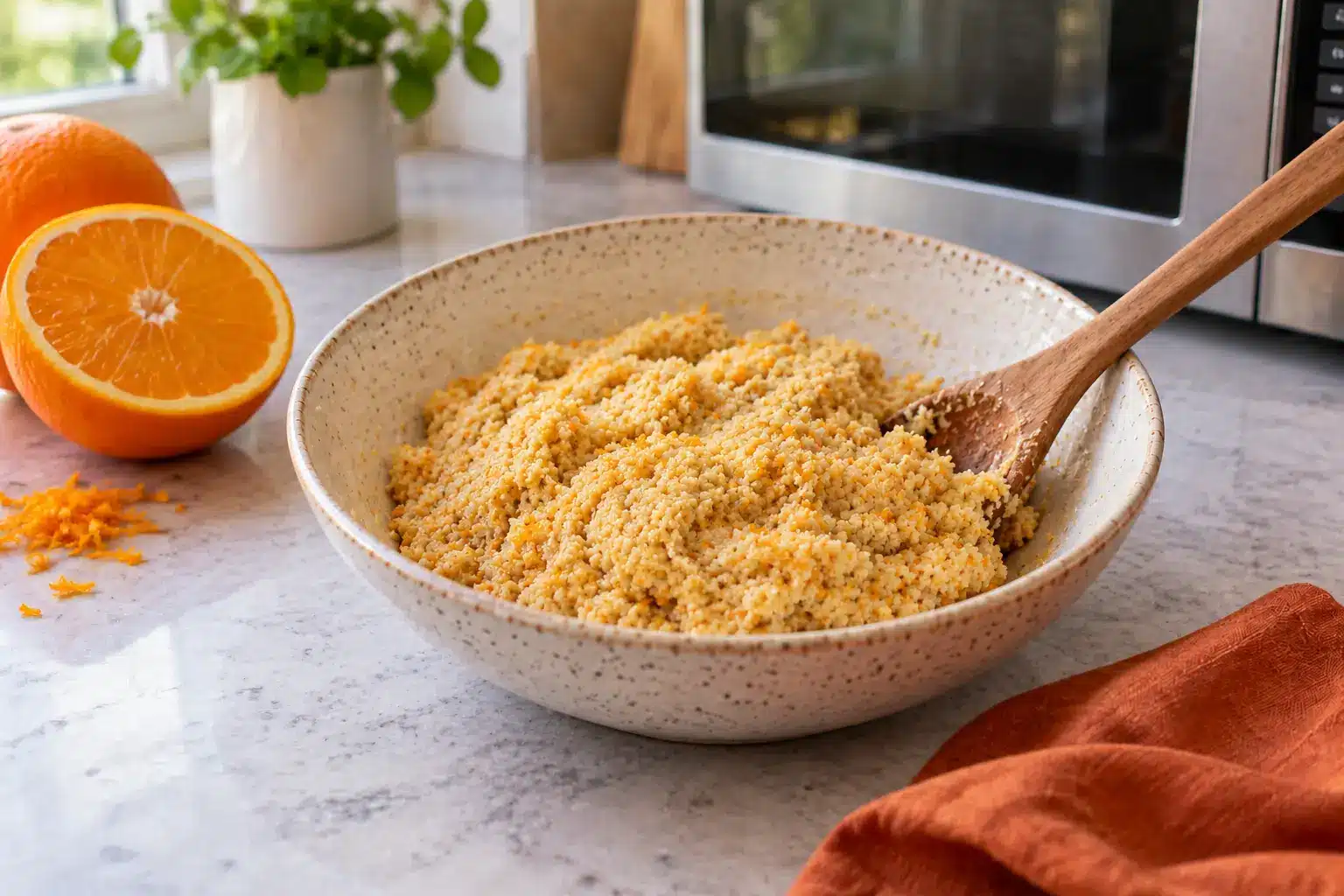 Paso 2 de galletas de quinoa y naranja al microondas sin gluten