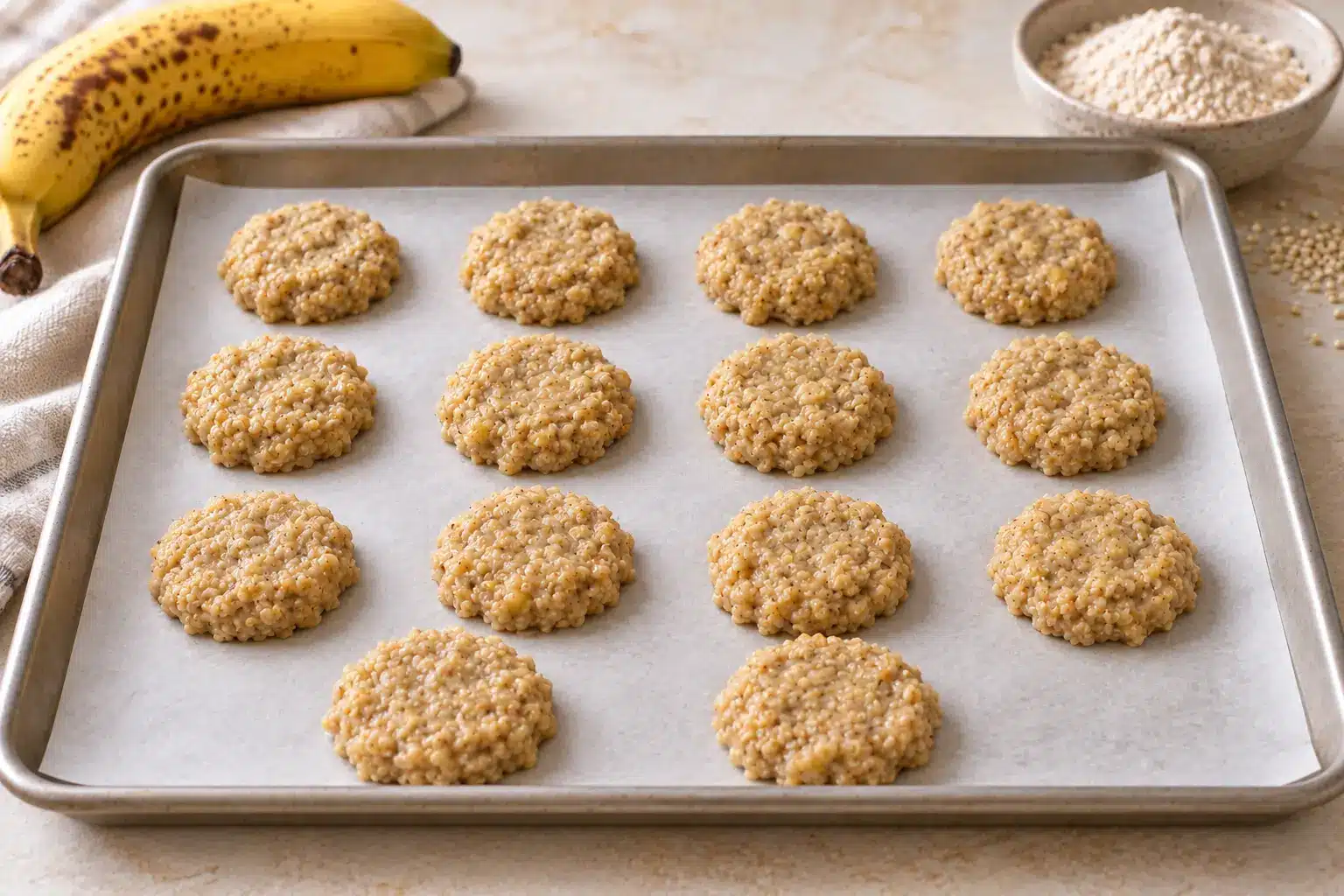 Paso 3 de galletas de quinoa y plátano sin gluten y sin huevo
