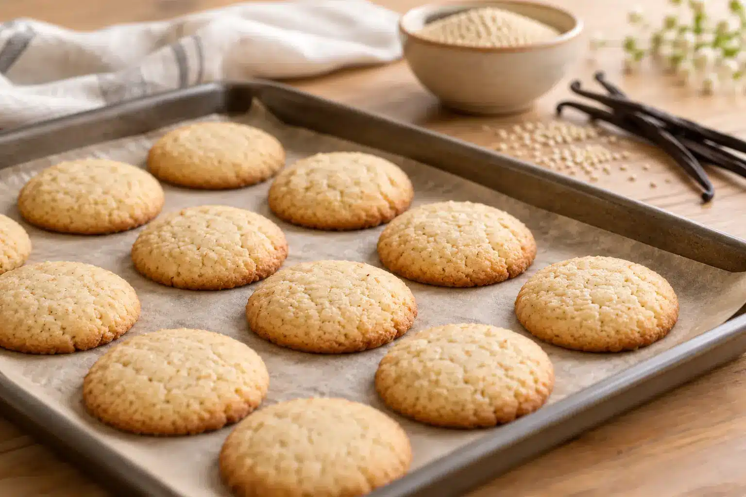 Paso 4: hornear las galletas de quinoa y vainilla hasta dorar los bordes