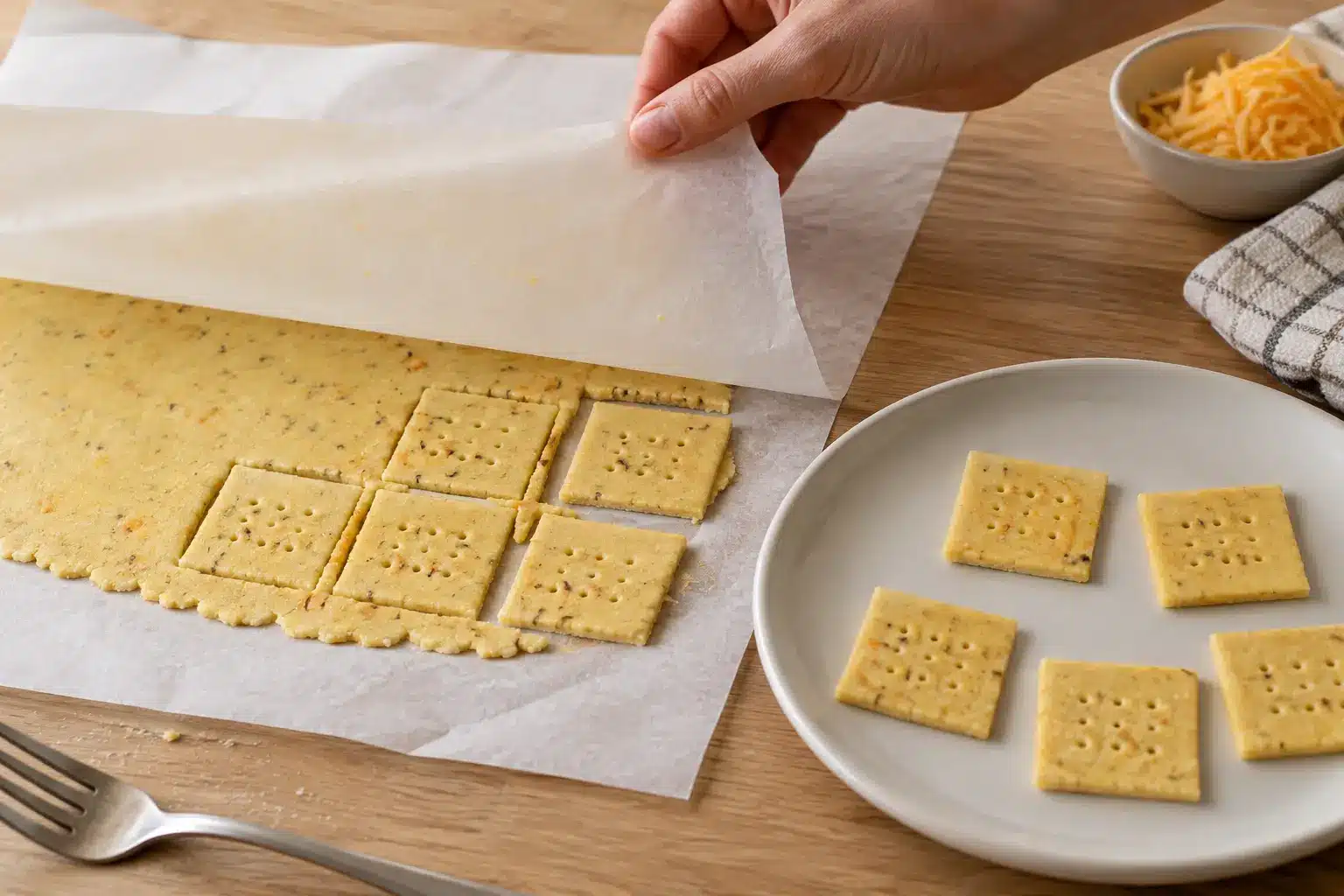 Paso 3: estirar y cortar las galletas saladas