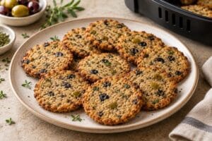 Galletas saladas de trigo sarraceno y aceitunas en airfryer sin gluten