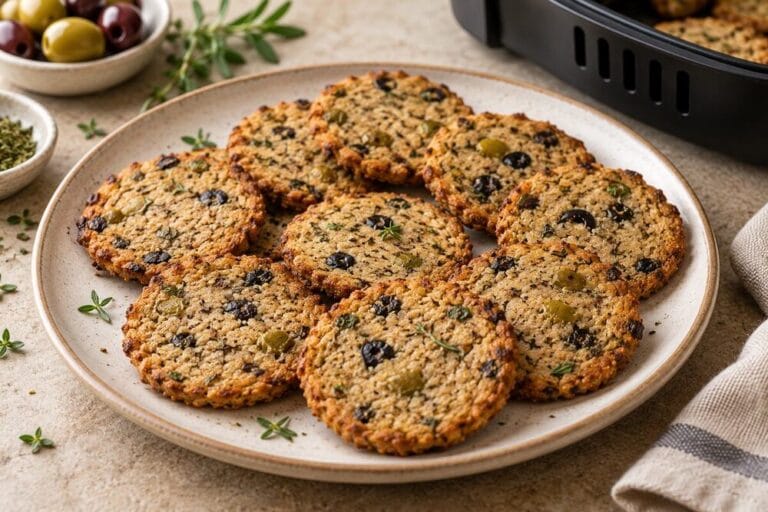 Galletas saladas de trigo sarraceno y aceitunas en airfryer sin gluten