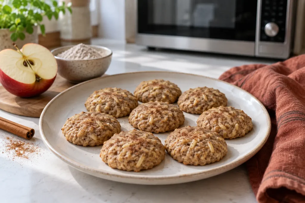 Galletas de trigo sarraceno y manzana al microondas sin gluten terminadas