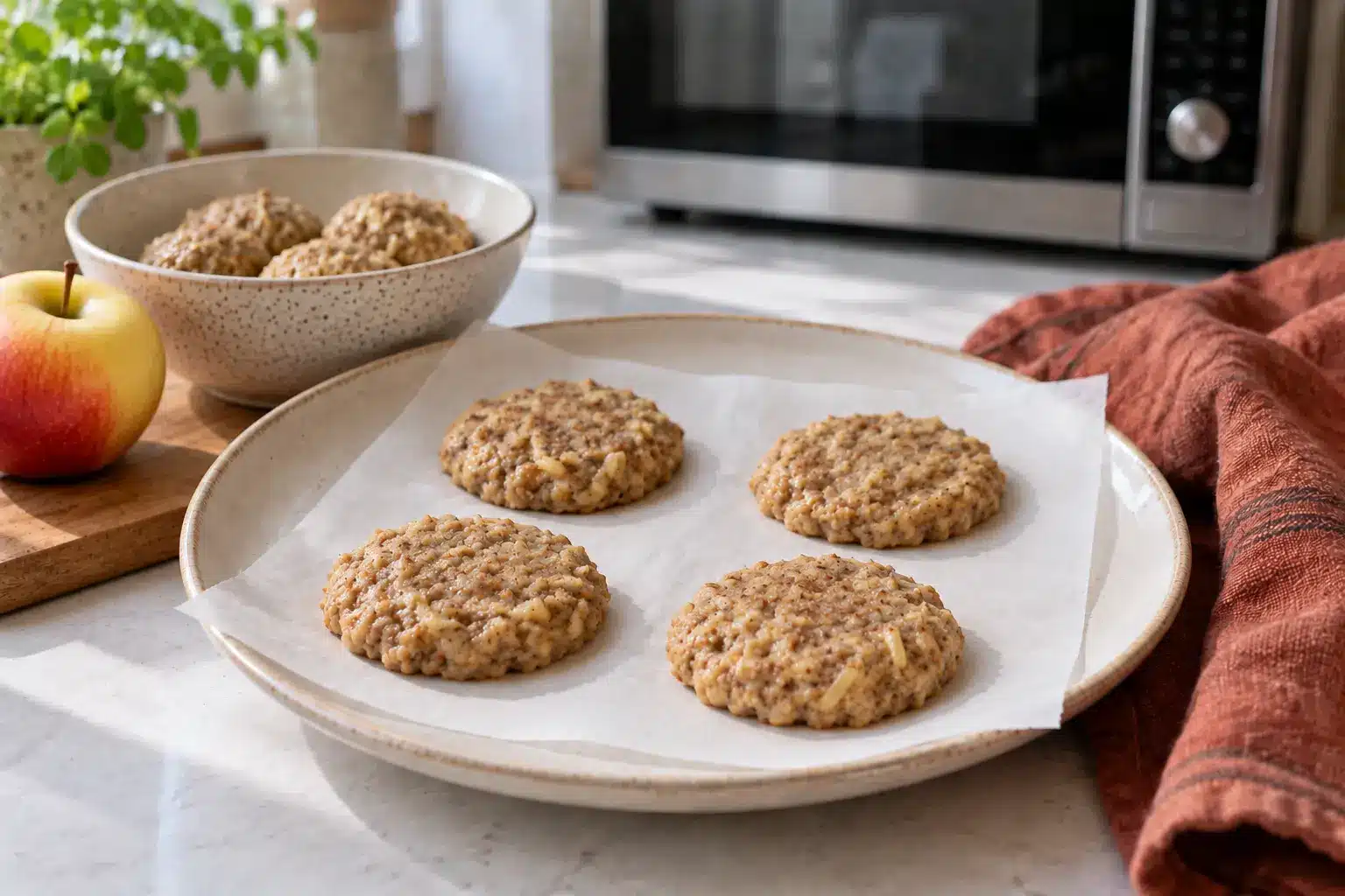 Paso 3 de galletas de trigo sarraceno y manzana al microondas sin gluten
