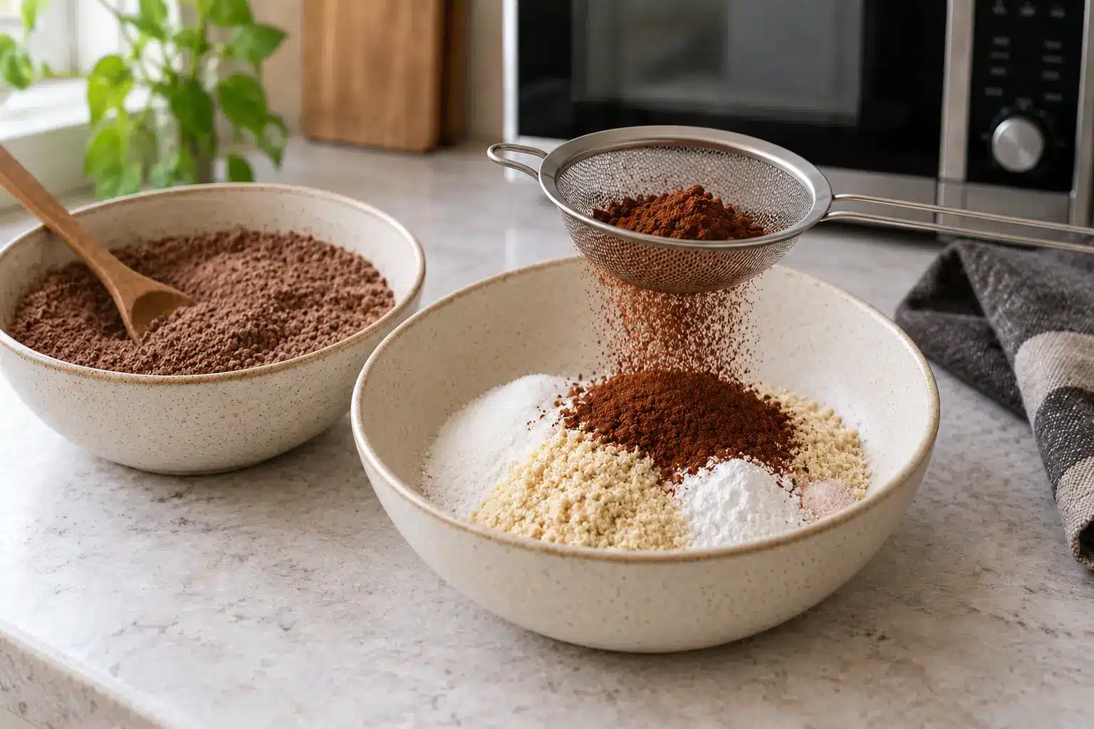 Paso 1 de galletas veganas de cacao al microondas sin gluten