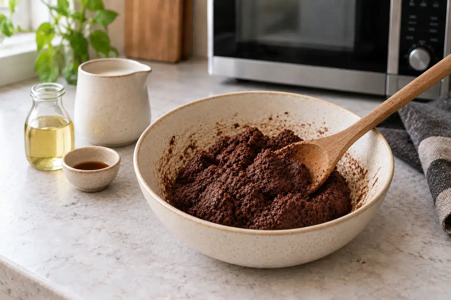 Paso 2 de galletas veganas de cacao al microondas sin gluten