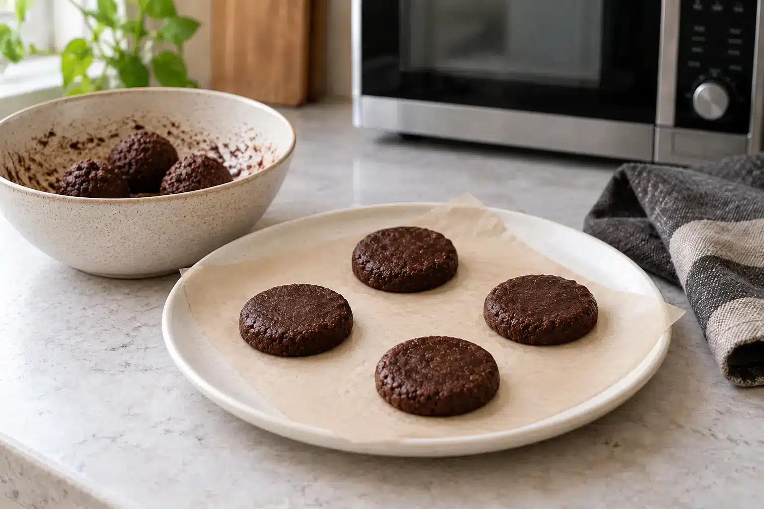 Paso 3 de galletas veganas de cacao al microondas sin gluten
