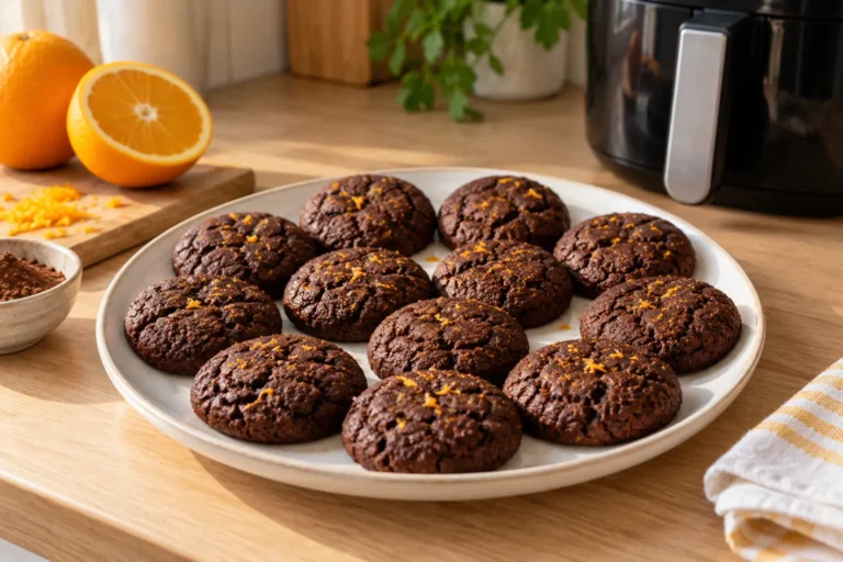 Galletas veganas de cacao y naranja en airfryer sin gluten terminadas