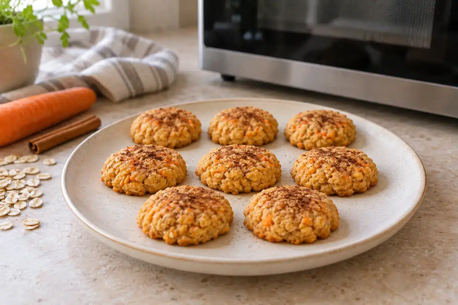 Galletas de zanahoria y avena al microondas sin gluten terminadas