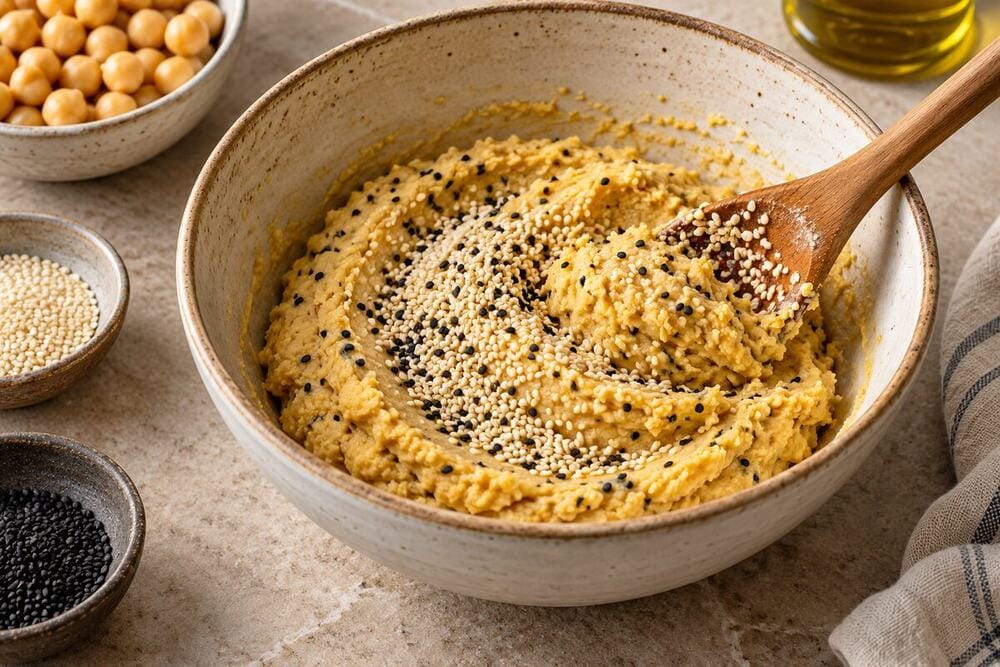 Masa de crackers de garbanzo y sésamo