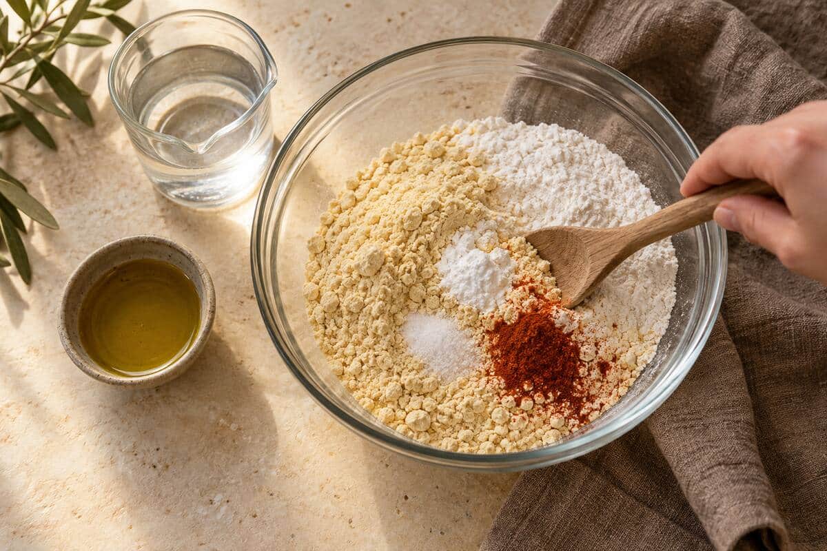 Galletas saladas sin gluten con harina de garbanzo, paso 1
