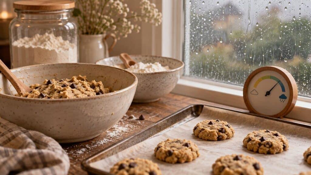 Masa de galletas sin gluten afectada por la humedad ambiental