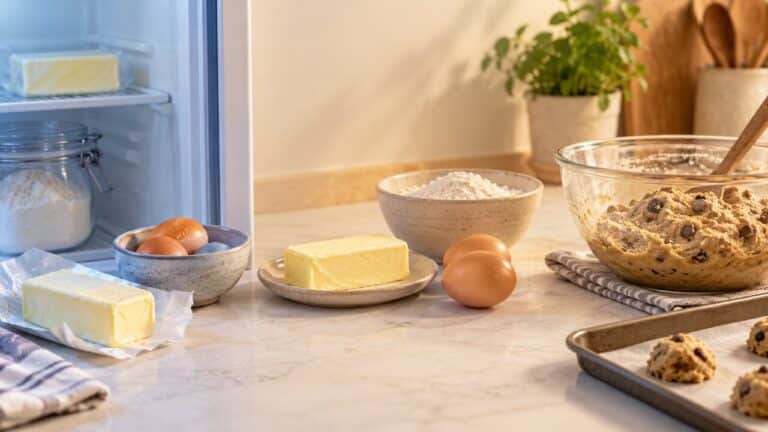Ingredientes fríos y a temperatura ambiente para galletas sin gluten