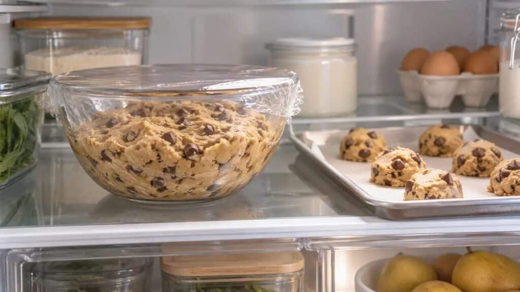 Masa de galletas sin gluten antes y después del reposo