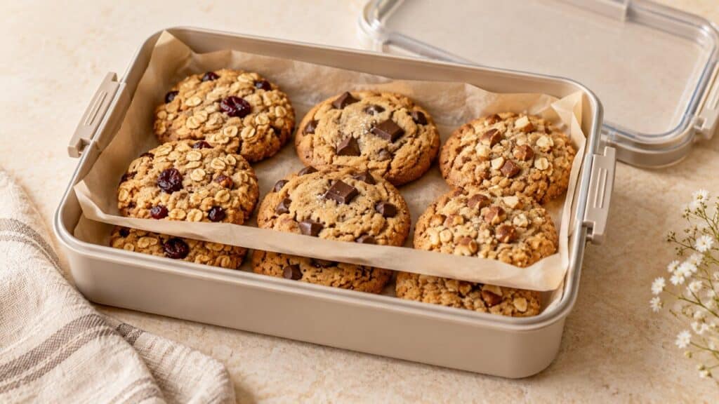 Galletas sin gluten protegidas en una caja para transportarlas