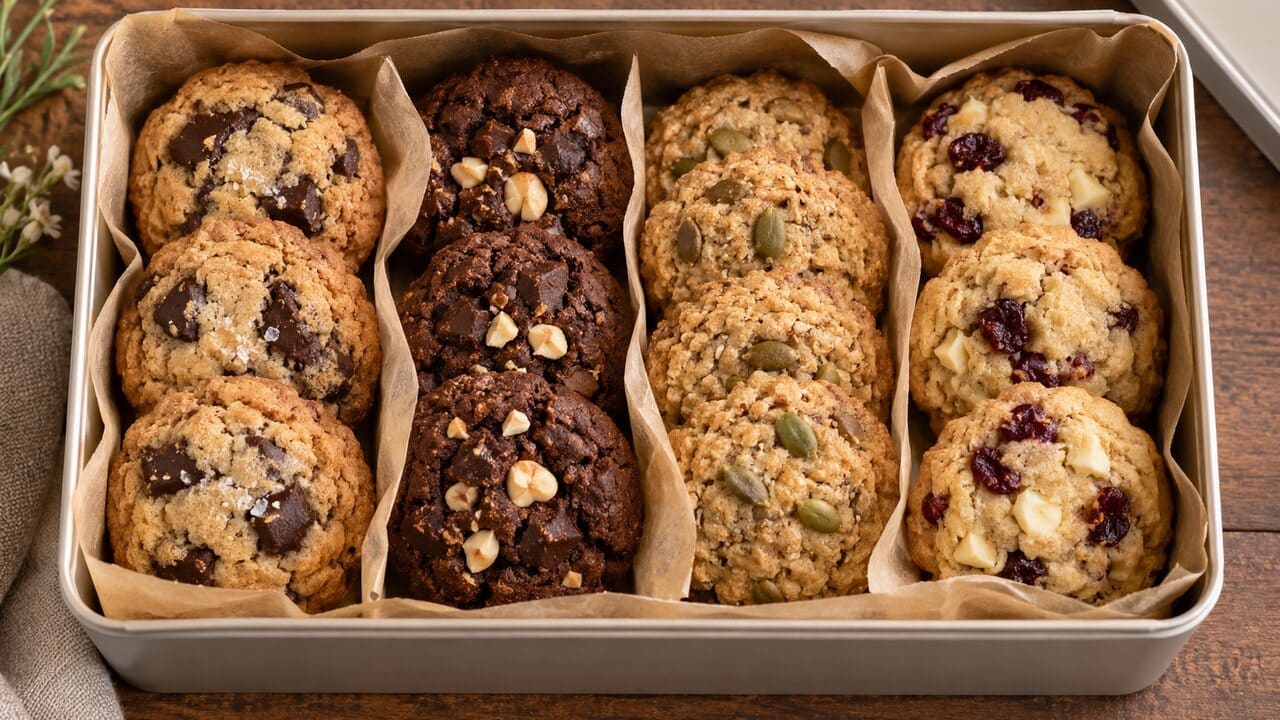Galletas sin gluten protegidas en una caja para transportarlas