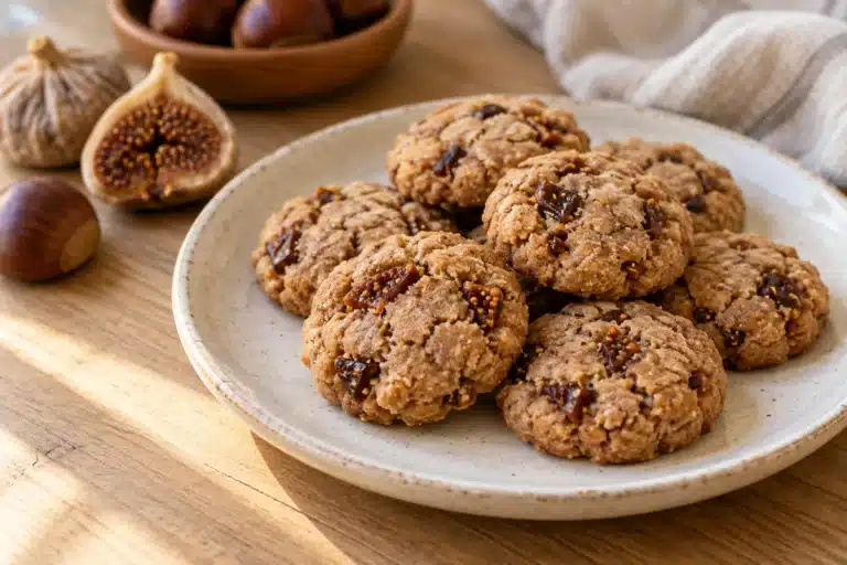 Galletas de castaña e higos secos sin gluten terminadas