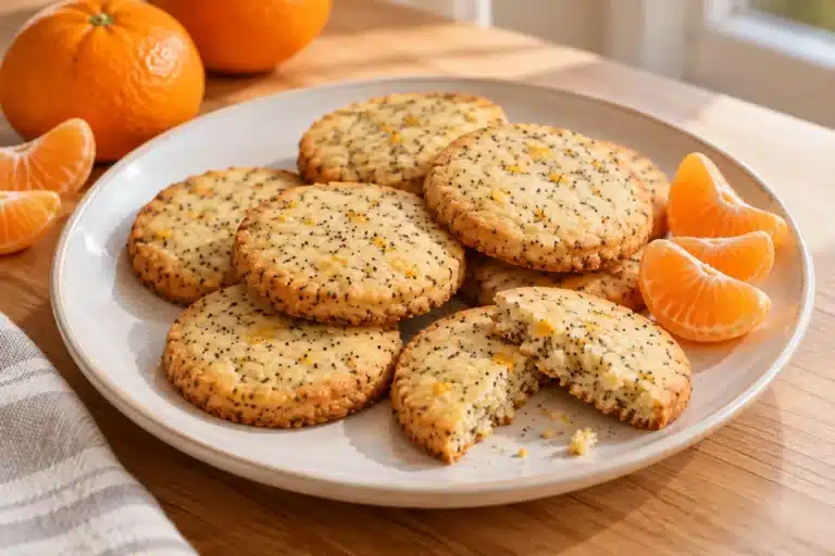 Galletas de mandarina y semillas de amapola sin gluten terminadas y listas para servir