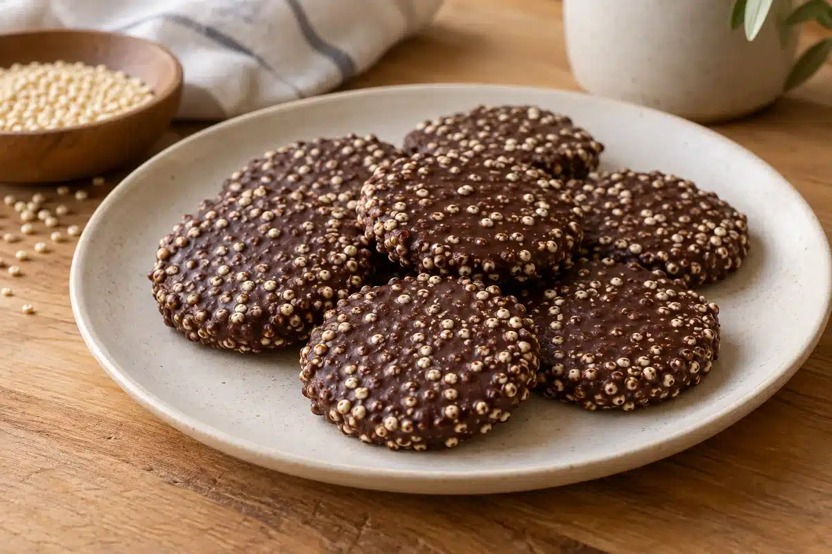 Resultado final: Galletas de quinoa inflada y chocolate sin horno