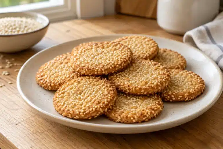 Galletas dulces de sésamo sin gluten listas para servir