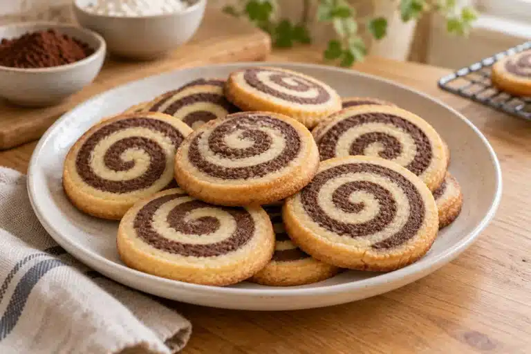 Galletas espirales sin gluten de cacao y vainilla terminadas
