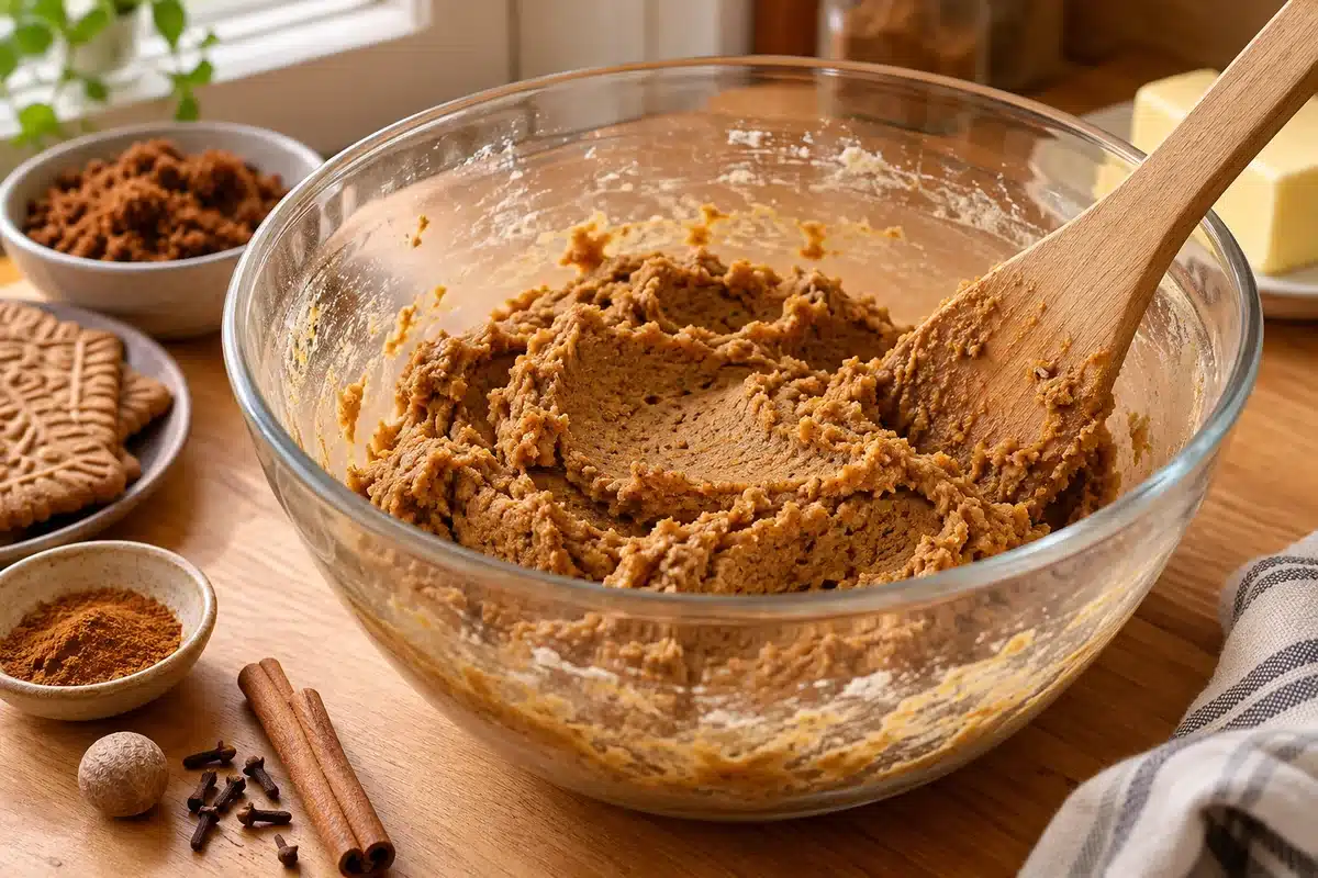 Masa de speculoos con azúcar moreno y especias