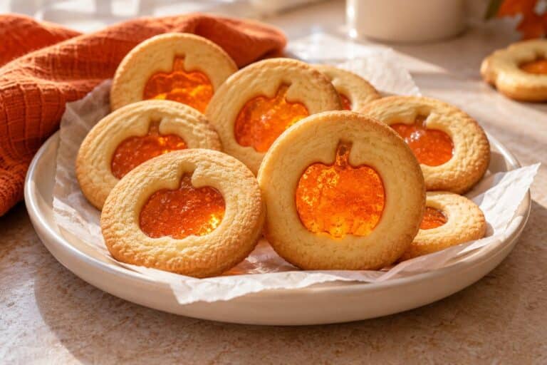 Galletas vidriera sin gluten con centros de caramelo naranja