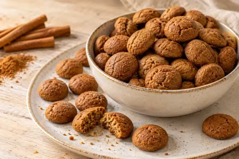 Kruidnoten sin gluten pequeños y especiados en un cuenco