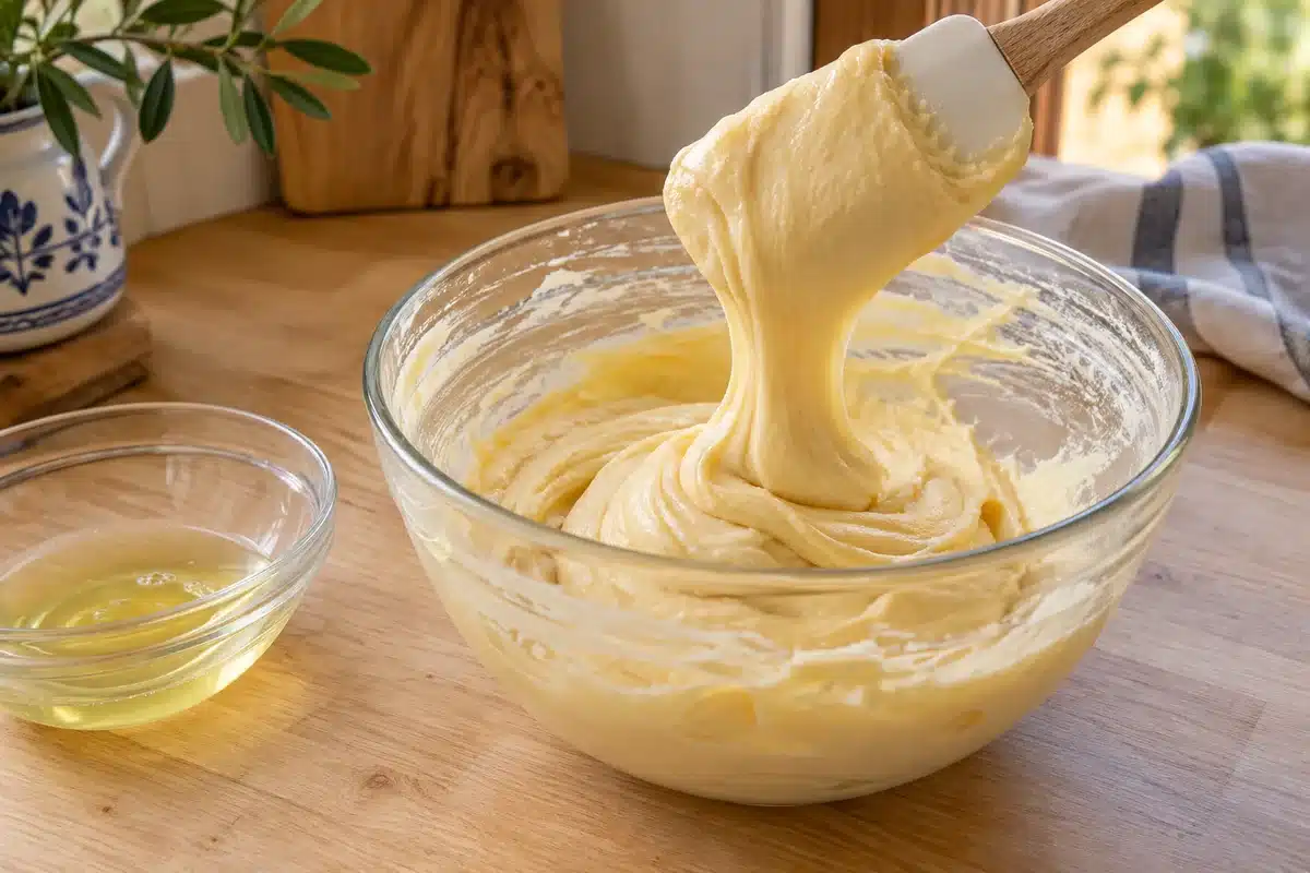 Crema espesa de mantequilla y claras para dosificar las lenguas de gato