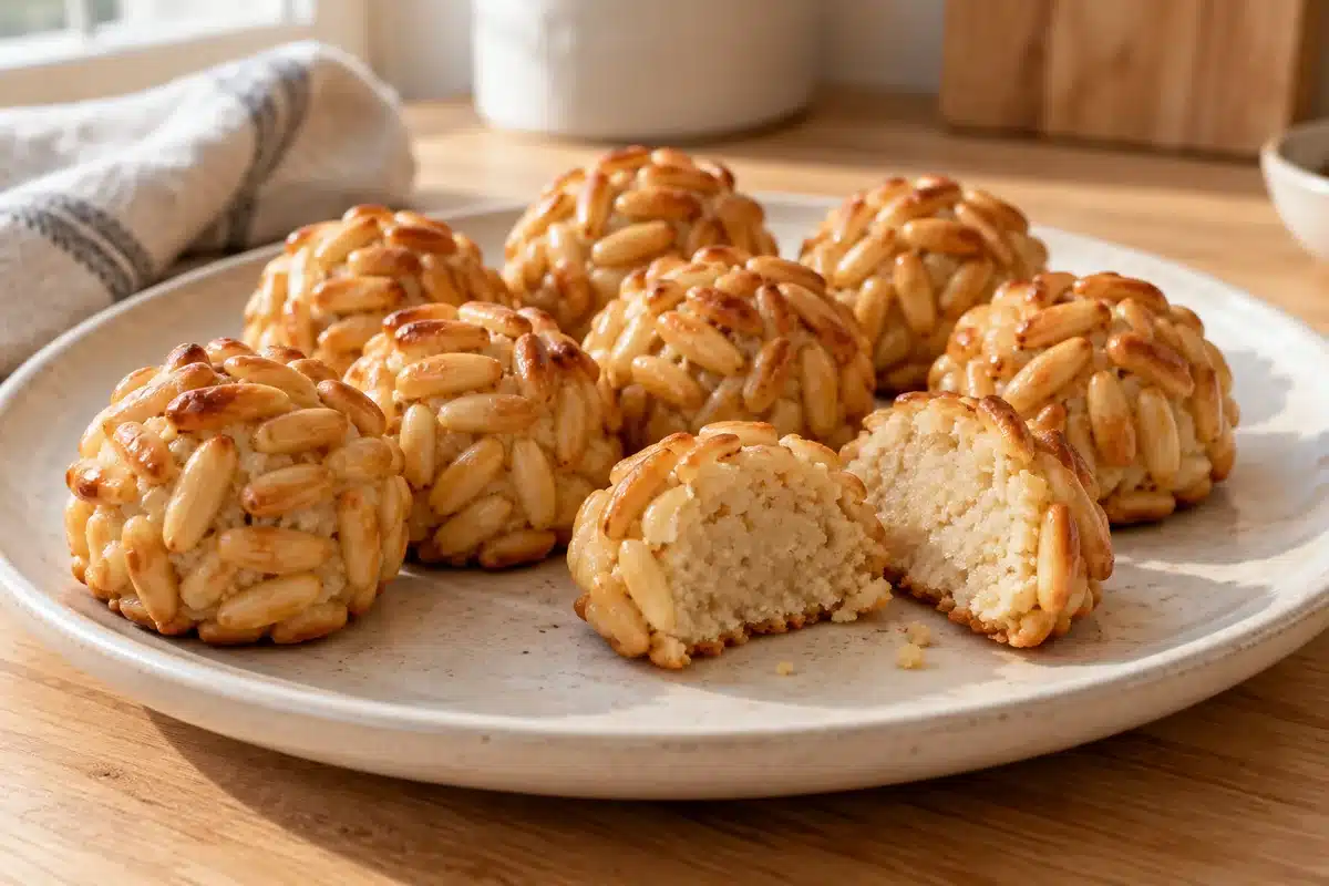Panellets de piñones sin gluten para Todos los Santos listas para servir