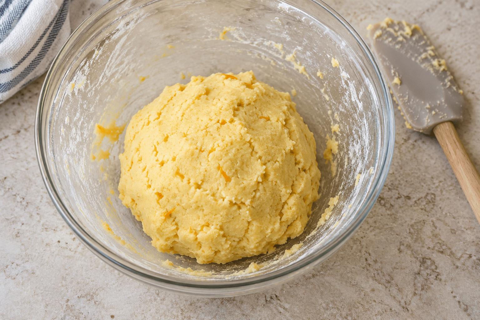 Masa de galletas de maíz y naranja tras el reposo