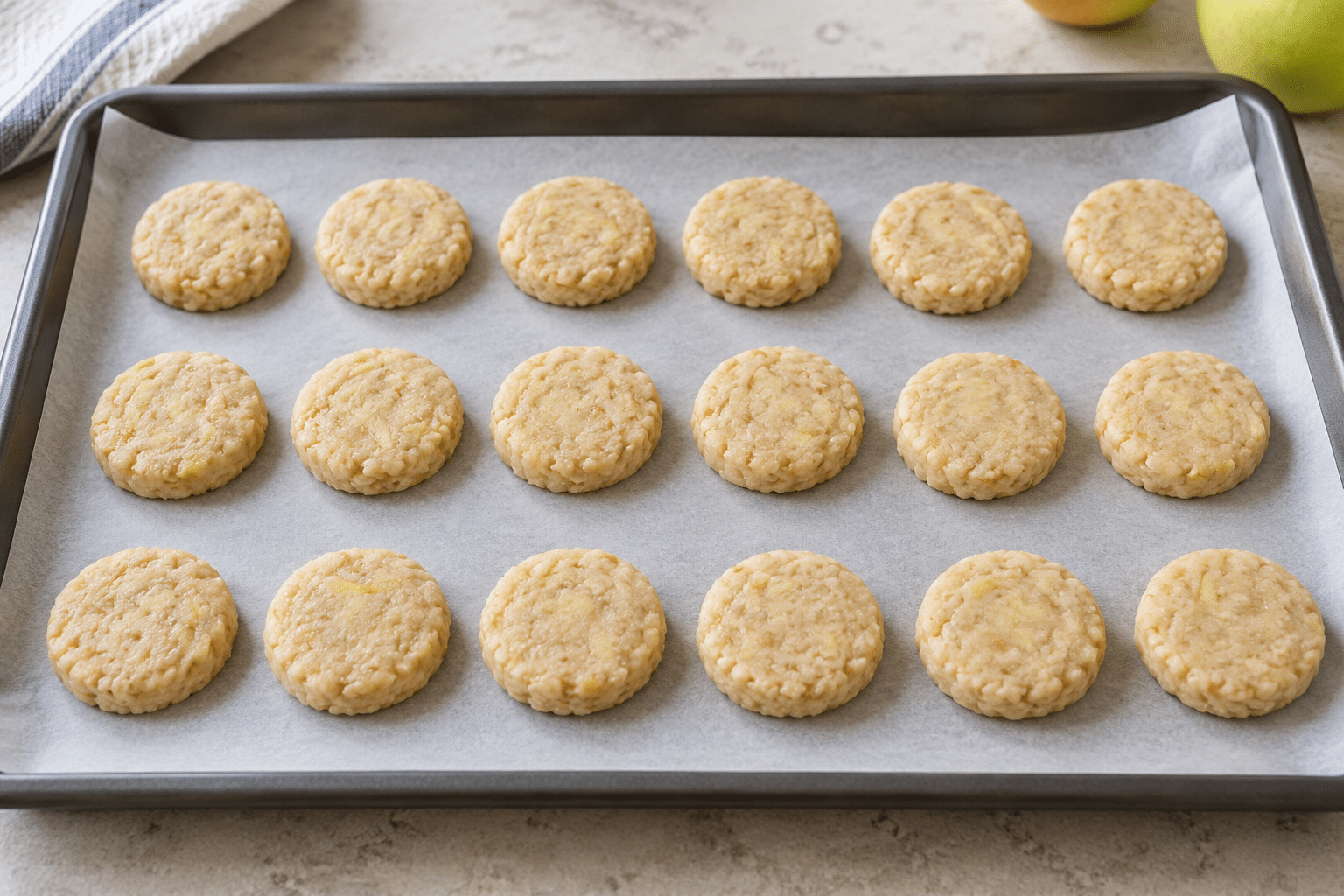 Galletas de manzana y arroz: paso 3 de preparación