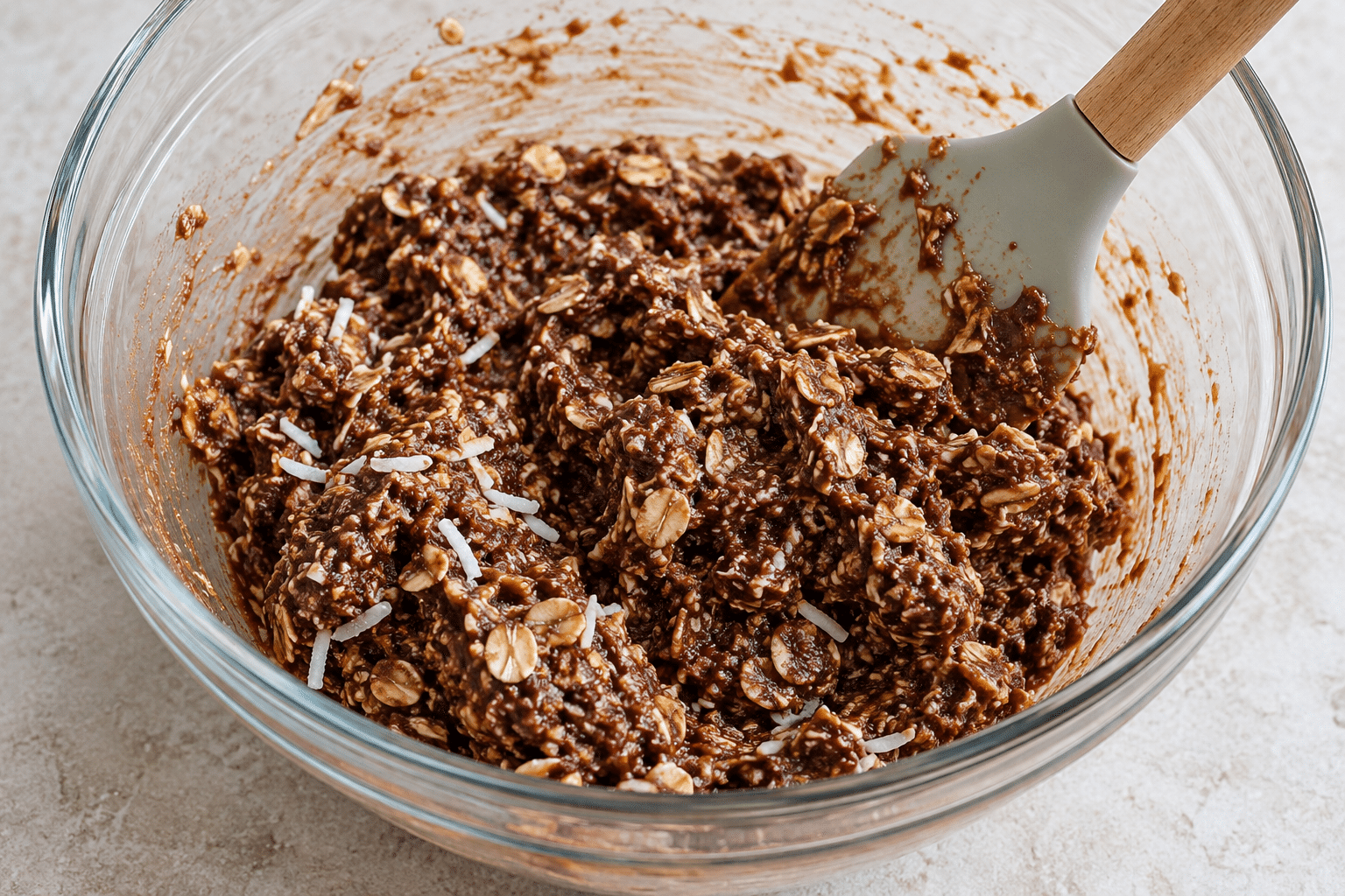 Bocaditos de avena, cacahuete y cacao sin horno: paso 2
