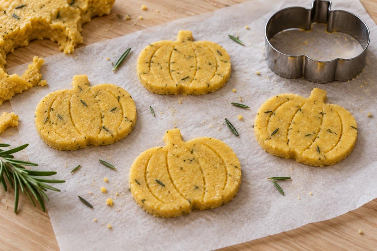 Calabazas de polenta crudas con surcos marcados