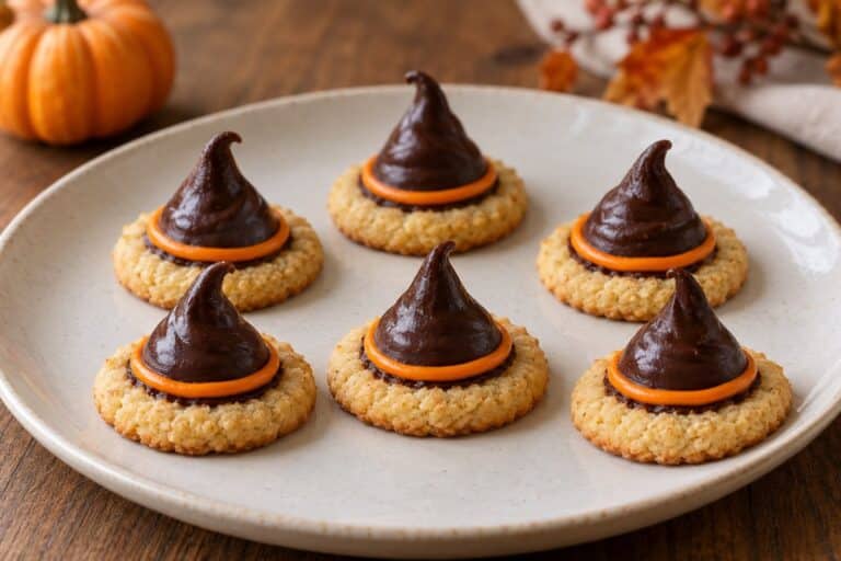 Sombreros de bruja de quinoa con un montículo de ganache de chocolate