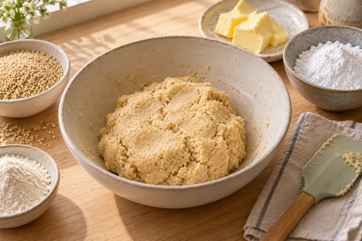 Masa de galleta de quinoa y arroz lista para estirar
