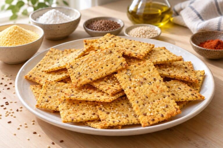 Crackers sin gluten de maíz y semillas preparados en airfryer
